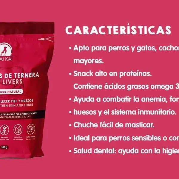 Snacks para cães - Prémios para cães ou gatos, 100% naturais - dieta Barf, figaditos de vitela desidratados (3 x 100 gramas) - PetDoctors - Loja Online