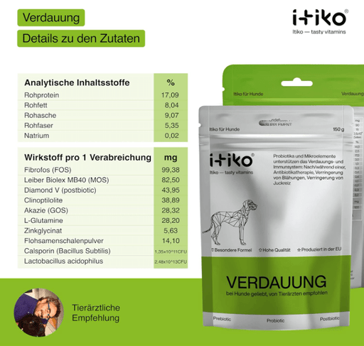 Snacks Probióticos Digestivos para cães - Promove a digestão - Alternativa à argila curativa - Capa de Psyllium - Complemento alimentar para diarreia em cães - PetDoctors - Loja Online