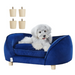 Sofá Cama de Luxo, para Cães pequenos e Gatos, estofado em veludo, Base de metal e bordas elevadas, 63,5 x 43 x 24,5 cm, Azul - PetDoctors - Loja Online