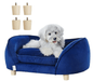Sofá Cama de Luxo, para Cães pequenos e Gatos, estofado em veludo, Base de metal e bordas elevadas, 63,5 x 43 x 24,5 cm, Azul - PetDoctors - Loja Online