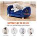Sofá Cama de Luxo, para Cães pequenos e Gatos, estofado em veludo, Base de metal e bordas elevadas, 63,5 x 43 x 24,5 cm, Azul - PetDoctors - Loja Online