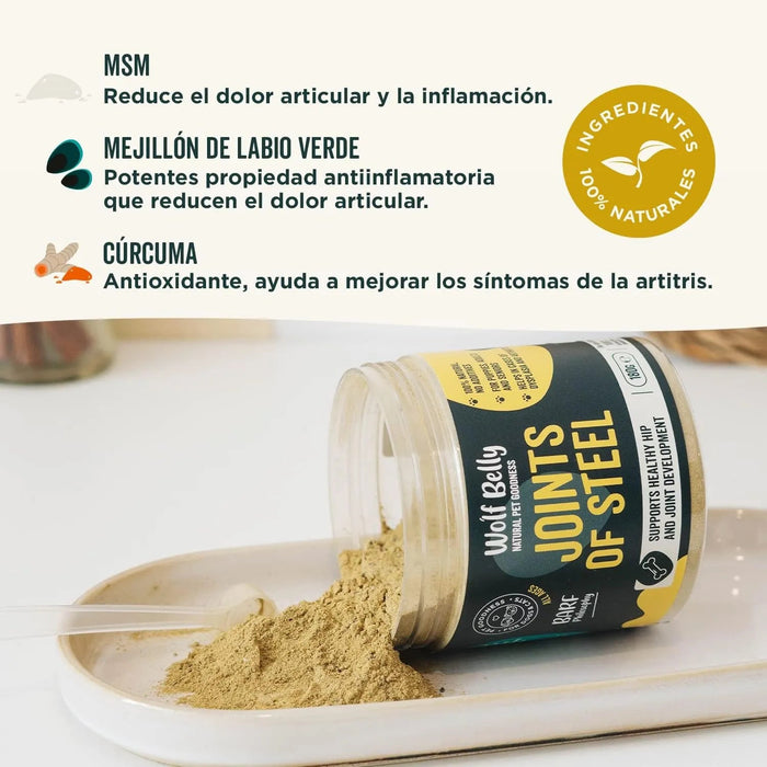 Suplemento condroprotetor e anti - inflamatório - Alivia e evita a dor de articulações de cães e gatos - 100 % natural - Wolf Belly Joints of Steel - PetDoctors - Loja Online
