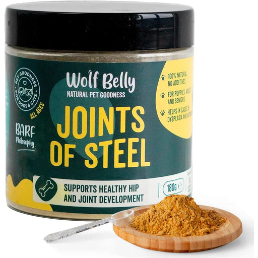 Suplemento condroprotetor e anti - inflamatório - Alivia e evita a dor de articulações de cães e gatos - 100 % natural - Wolf Belly Joints of Steel - PetDoctors - Loja Online