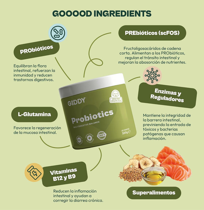 Suplemento digestivo probiótico prébiótico para cães,com vitaminas B12 e B9, glutamina e zinco (85 Snacks de 300 gr) - PetDoctors - Loja Online