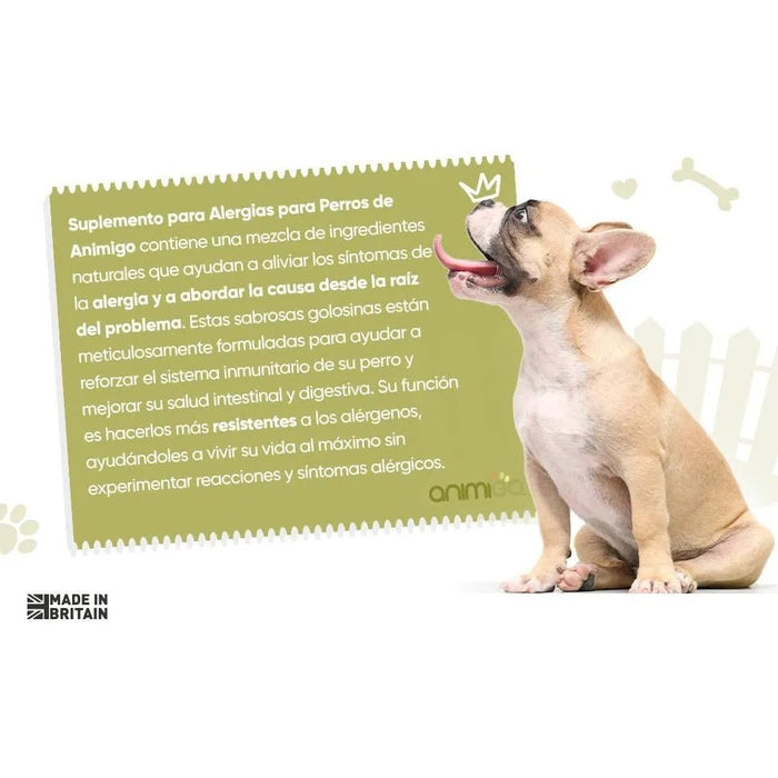 Suplemento natural alergias para aliviar a comichão em cães - 120 comprimidos sabor de frango | complemento hipoalergénico de Psyllium, sementes de linho e açafrão | anti - inflamatório - PetDoctors - Loja Online