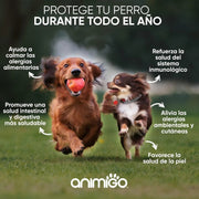 Suplemento natural alergias para aliviar a comichão em cães - 120 comprimidos sabor de frango | complemento hipoalergénico de Psyllium, sementes de linho e açafrão | anti - inflamatório - PetDoctors - Loja Online
