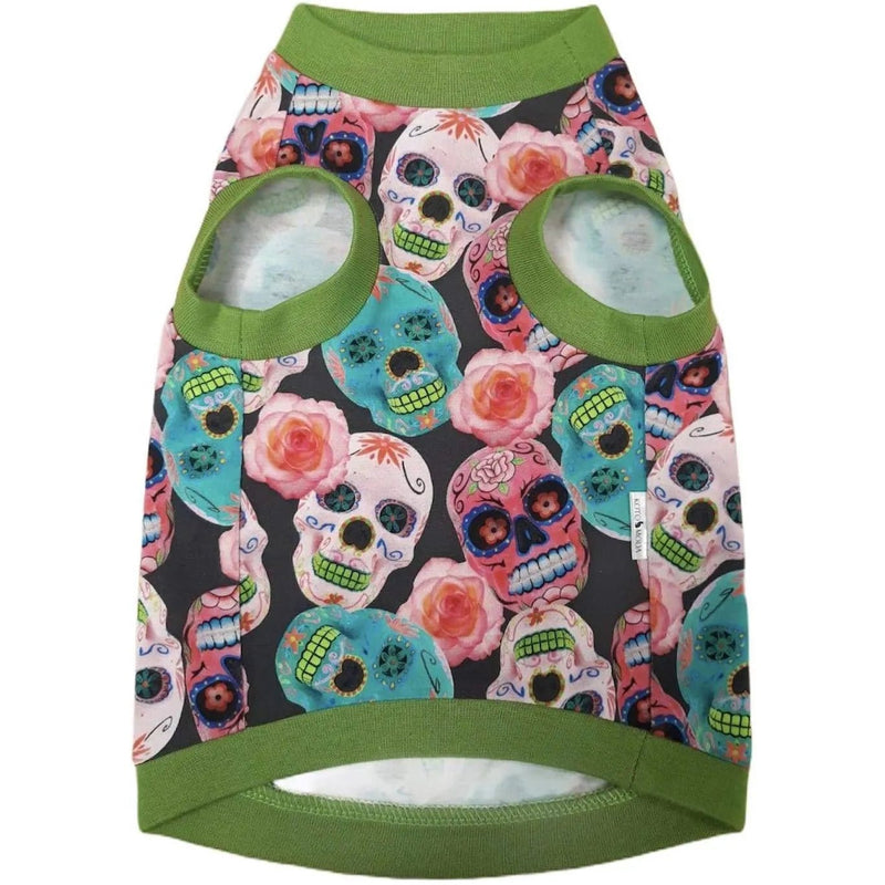 T-shirt Mexican Skulls de algodão, sem pelo, para Gato - PetDoctors - Loja Online