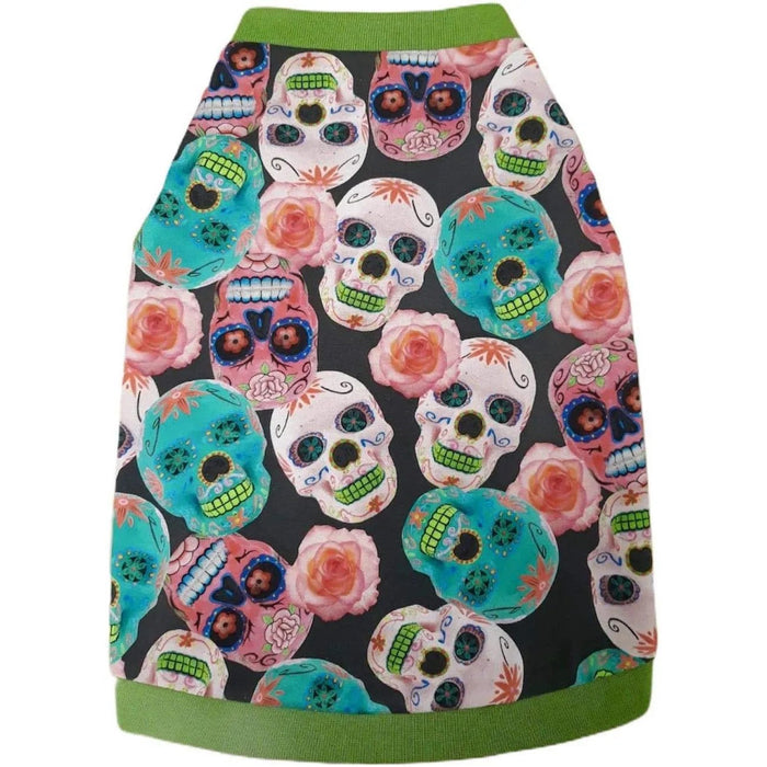 T-shirt Mexican Skulls de algodão, sem pelo, para Gato - PetDoctors - Loja Online