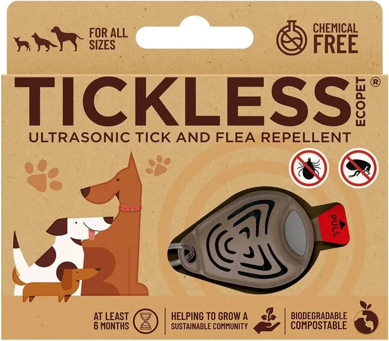 Tickless EcoPet - Repelente Ultrasónico de Carraças e Pulgas - para cães, natural, biodegradável e livre de produtos químicos - Castanho - PetDoctors - Loja Online