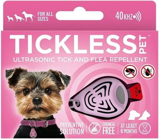 Tickless Repelente Ultrasónico de Pulgas e Carraças - até 12 meses de proteção sem produtos tóxicos - Côr Rosa - PetDoctors - Loja Online
