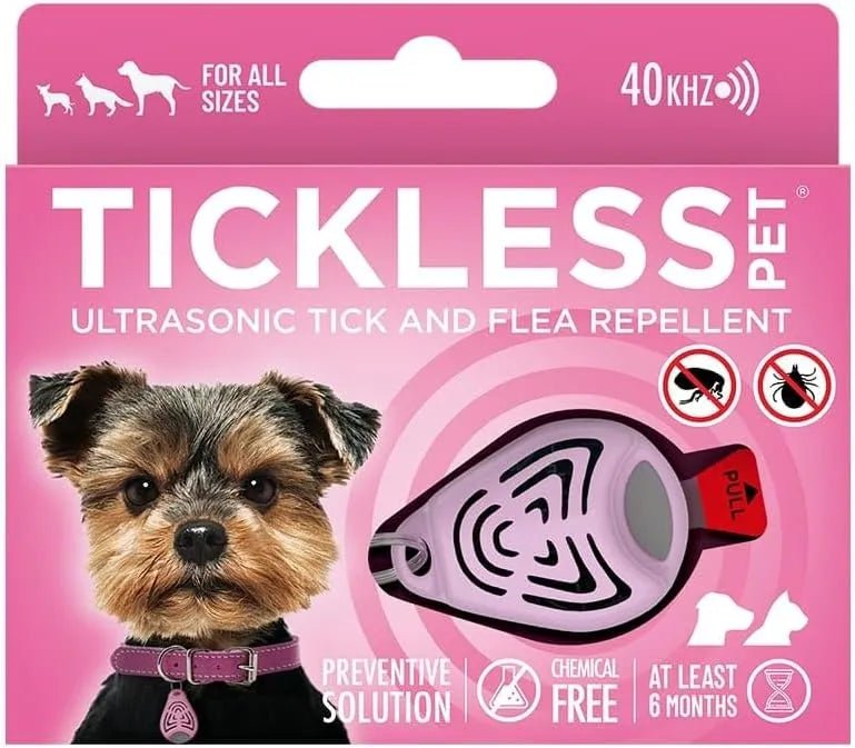 Tickless Repelente Ultrasónico de Pulgas e Carraças - até 12 meses de proteção sem produtos tóxicos - Côr Rosa - PetDoctors - Loja Online