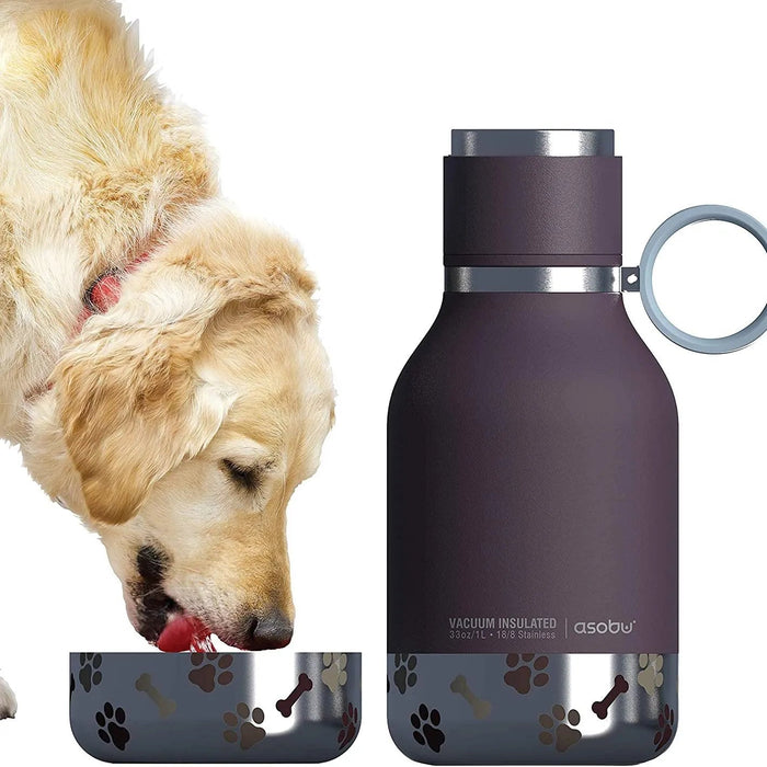 Tigela Bebedouro / Comedouro para Cão com Garrafa Isolada de Aço Inoxidável de 1 litro - PetDoctors - Loja Online