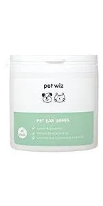 Toalhetes para os ouvidos de cães e gatos. Limpam, acalmam e desodorizam com ingredientes ativos naturais, aloé vera, hamamelis, óleo da árvore do chá e extrato de camomila azul - PetDoctors - Loja Online