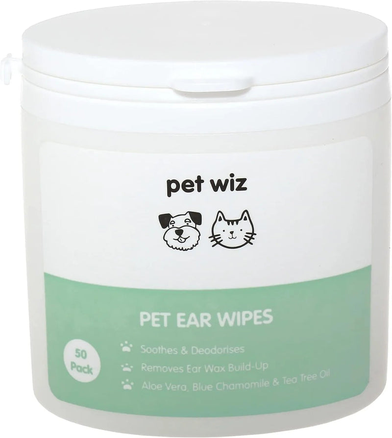 Toalhetes para os ouvidos de cães e gatos. Limpam, acalmam e desodorizam com ingredientes ativos naturais, aloé vera, hamamelis, óleo da árvore do chá e extrato de camomila azul - PetDoctors - Loja Online