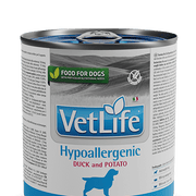 VetLife Canine Hypoallergenic Duck & Potato Húmido (6 latinhas de 300 gramas cada) - PetDoctors - Loja Online