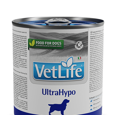 VetLife UltraHypo Wet Food Canine (6 latinhas de 300 gramas cada) - PetDoctors - Loja Online