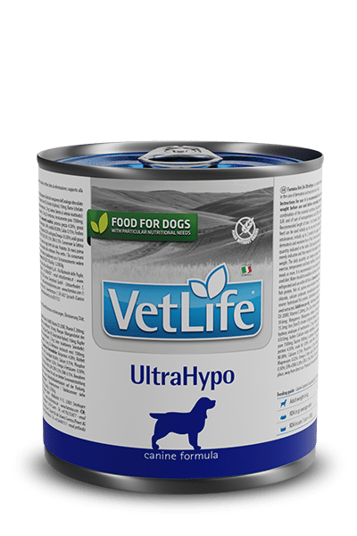 VetLife UltraHypo Wet Food Canine (6 latinhas de 300 gramas cada) - PetDoctors - Loja Online