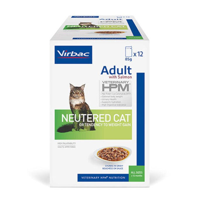 VIRBAC Adult HPM Neutered Cat Salmão Saqueta em Molho para gatos – Pack 12 Unidades de 85 gramas - PetDoctors - Loja Online