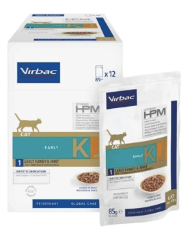 VIRBAC HPM KJ2 Kidney & Joint Cat (WET) - Alimento completo húmido para suporte da função renal em gatos - 12 saquetas de 95 gramas - PetDoctors - Loja Online