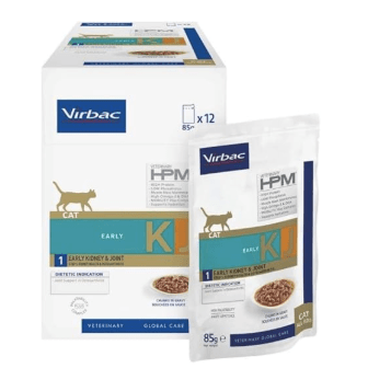 VIRBAC HPM KJ2 Kidney & Joint Cat (WET) - Alimento completo húmido para suporte da função renal em gatos - 12 saquetas de 95 gramas - PetDoctors - Loja Online