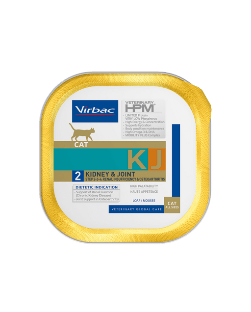 VIRBAC HPM KJ2 Kidney & Joint Cat (WET) - Alimento completo húmido para suporte da função renal em gatos - 14 saquetas de 85 gramas - PetDoctors - Loja Online