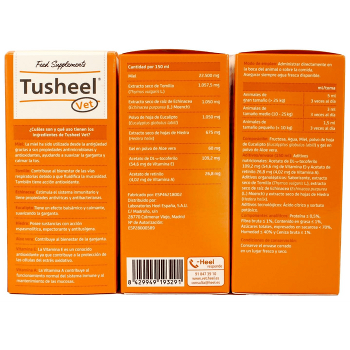 Xarope para Tosse em Cães e Gatos | Tusheel Vet 150ml | Heel - PetDoctors - Loja Online