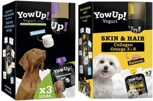 YowUp! Yogurt para cães: Snacks deliciosos naturais e saudáveis para o seu Pet (6 unidades) (3 natural + 3 salmão) - PetDoctors - Loja Online