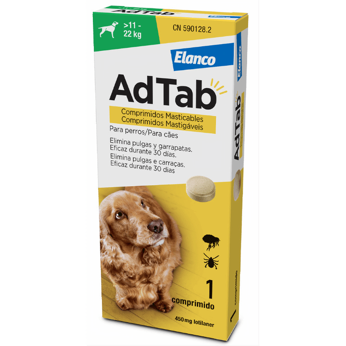 AdTab Comprimido mastigável contra pulgas e carraças para cães de 11 a 22 kg - AdTab (1 Comprimido) - PetDoctors - Loja Online