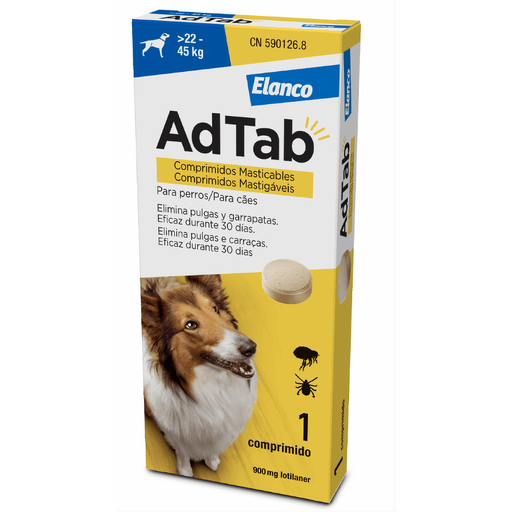 AdTab Comprimido mastigável contra pulgas e carraças para cães de 22 a 45 kg - AdTab (1 Comprimido) - PetDoctors - Loja Online