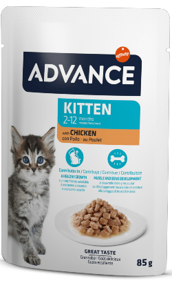 Advance Cat Kitten Chicken | Wet (Saqueta) | Caixa com 12 Saquetas 85 gramas - PetDoctors - Loja Online