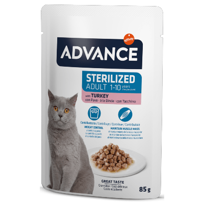 Advance Cat Sterilized Turkey | Wet (Saqueta) | Caixa de 12 Saquetas 85 gramas - PetDoctors - Loja Online