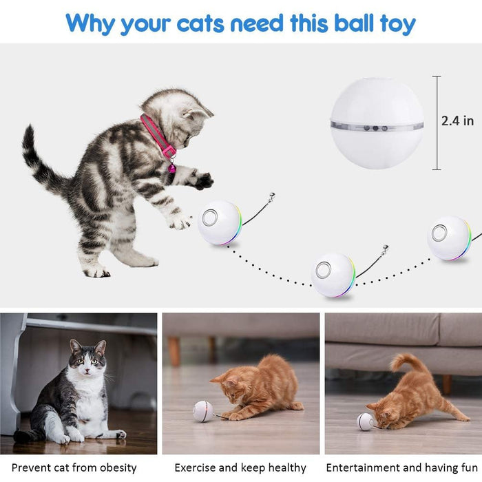 Bola Interativa, com LEDs, Recarregável por USB / Brinquedo para Gatos ou Cães - PetDoctors - Loja Online