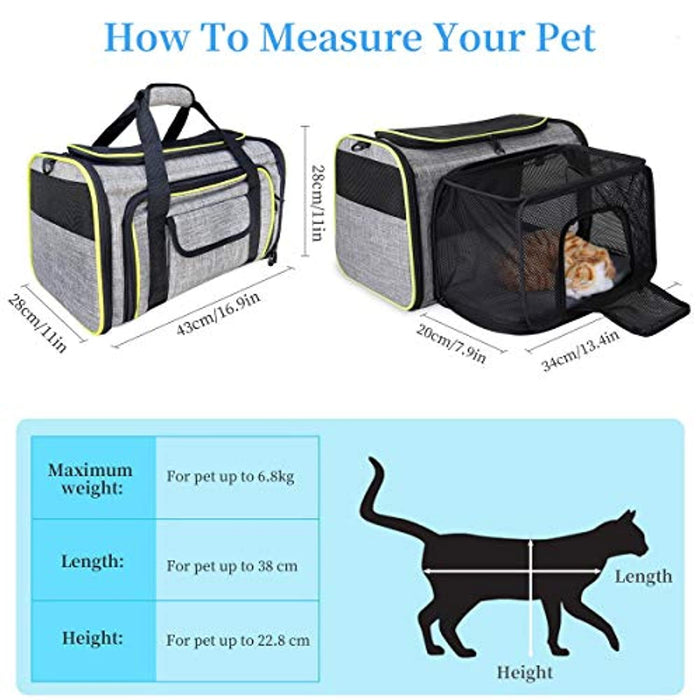 Bolsa de transporte para Cães, Gatos ou Coelhos, dobrável, respirável, com colchão macio, 43 x 28 x 28 cm - PetDoctors - Loja Online