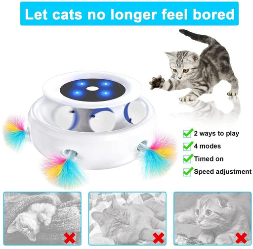 Brinquedo Interativo para Gatos - Elétrico - Giratório 360° - 2 em 1: com molas de extensão aleatórias e bola orbital - PetDoctors - Loja Online