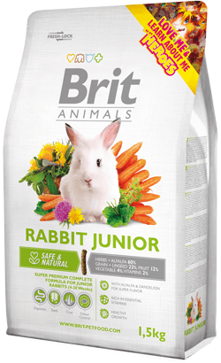 Brit Animals Rabbit Junior - 300 gramas - Para Coelhos de 4 a 20 semanas - PetDoctors - Loja Online