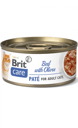 Brit Care Cat Beef Paté with Olives | Wet (Lata) | 6 x 70 gramas - Para Gatos - PetDoctors - Loja Online