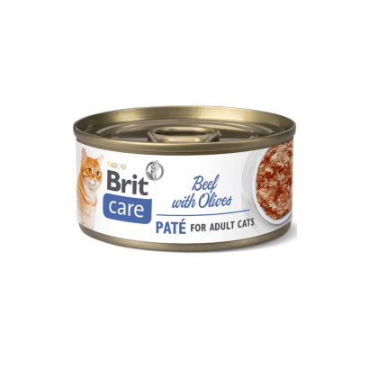 Brit Care Cat Beef Paté with Olives | Wet (Lata) | 6 x 70 gramas - Para Gatos - PetDoctors - Loja Online