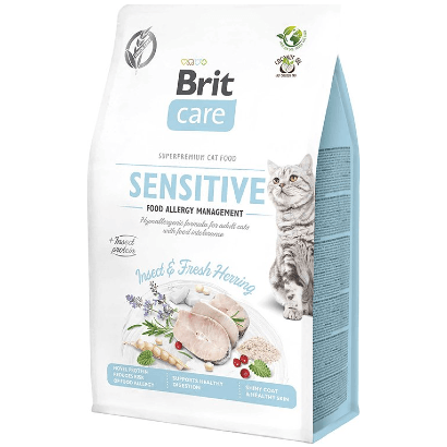 Brit Care Cat Grain Free Sensitive Food Allergy Management | Insect & Herring | 2 kg | Ração Hipoalergénica para Gatos - PetDoctors - Loja Online