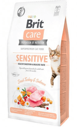 Brit Care Cat Grain Free Sensitive Healthy Digestion & Delicate Taste | Turkey & Salmon | Ração para Gatos com Digestão difícil - PetDoctors - Loja Online