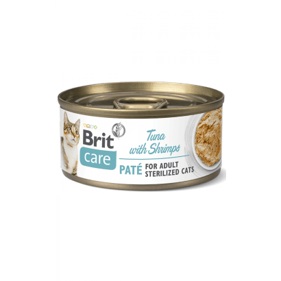 Brit Care Cat Sterilized Tuna Paté with Shrimps | Wet (Lata) | 6 x 70 gramas | Alimento Complementar para Gatos Esterilizados - PetDoctors - Loja Online