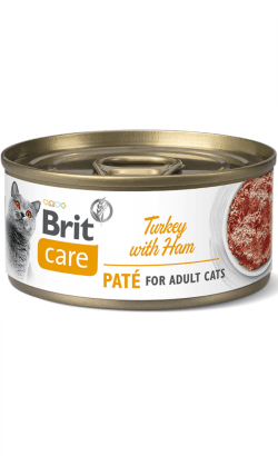 Brit Care Cat Turkey Paté with Ham | Wet (Lata) | 6 Latas x 70 gramas | Alimento SuperPremium Paté de Peru para Gatos Adultos - PetDoctors - Loja Online