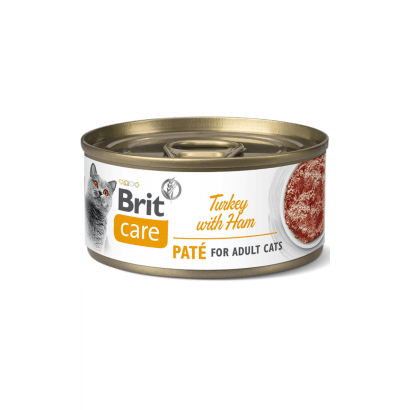 Brit Care Cat Turkey Paté with Ham | Wet (Lata) | 6 Latas x 70 gramas | Alimento SuperPremium Paté de Peru para Gatos Adultos - PetDoctors - Loja Online