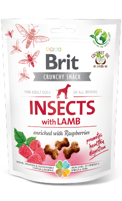Brit Care Crunchy Cracker Insects with Lamb enriched with Raspberries | 200 g - Biscoitos para Cão - PetDoctors - Loja Online