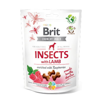 Brit Care Crunchy Cracker Insects with Lamb enriched with Raspberries | 200 gramas | Snack SuperPremium para Cães - PetDoctors - Loja Online