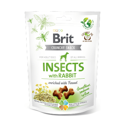 Brit Care Dog Crunchy Cracker Insects with Rabbit Enriched with Fennel | 200 g - Biscoitos para Cães - PetDoctors - Loja Online