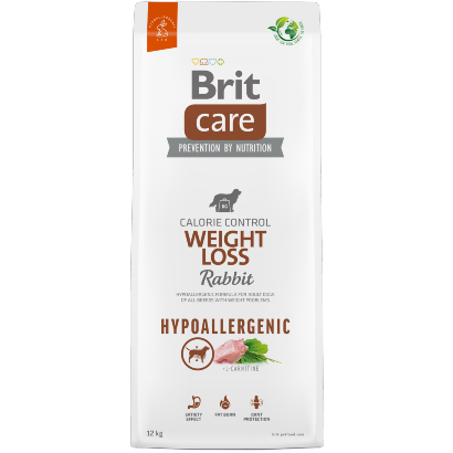 Brit Care Dog Hypoallergenic Weight Loss | Rabbit | 1 kg | 3 kg | 12 kg | Para cães adultos de todas as raças com problemas de peso - PetDoctors - Loja Online