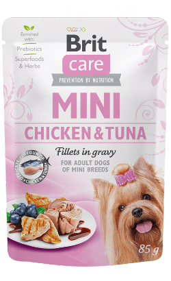 Brit Care Mini Chicken & Tuna Fillets in Gravy | Wet (Saqueta) | 85 gramas - PetDoctors - Loja Online