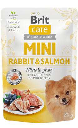 Brit Care Mini Rabbit & Salmon Fillets in Gravy | Wet (Saqueta) | 85 gr - PetDoctors - Loja Online