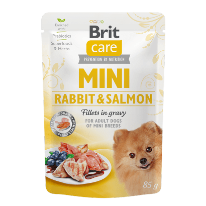 Brit Care Mini Rabbit & Salmon Fillets in Gravy | Wet (Saqueta) | 85 gr - PetDoctors - Loja Online