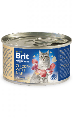 Brit Premium by Nature Cat Chicken with Beef | Wet (Lata) | 200 gramas - PetDoctors - Loja Online